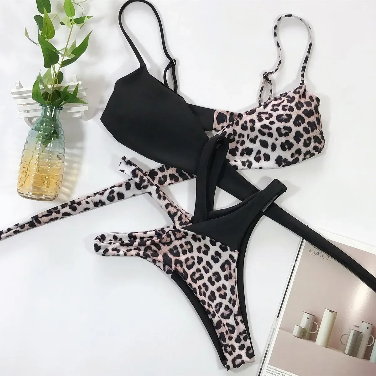 2026 Sexy Bikini Women Swimwear Swimsuit Leopard Cross Straps Bikinis Set Female Push Up Bathing Suit Trajes De Bano Mujer