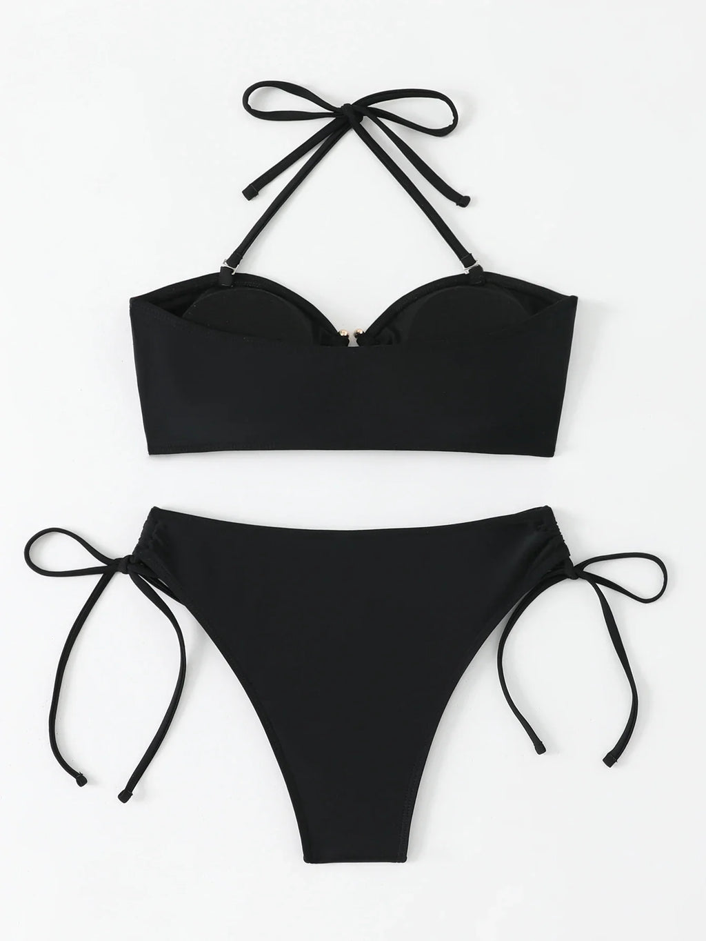 Halter Bandeau Bikinis 2026 Women Sexy Swimsuit Solid Padded High Waist Swimwear Female Bathers Bathing Swimming Swim Suit