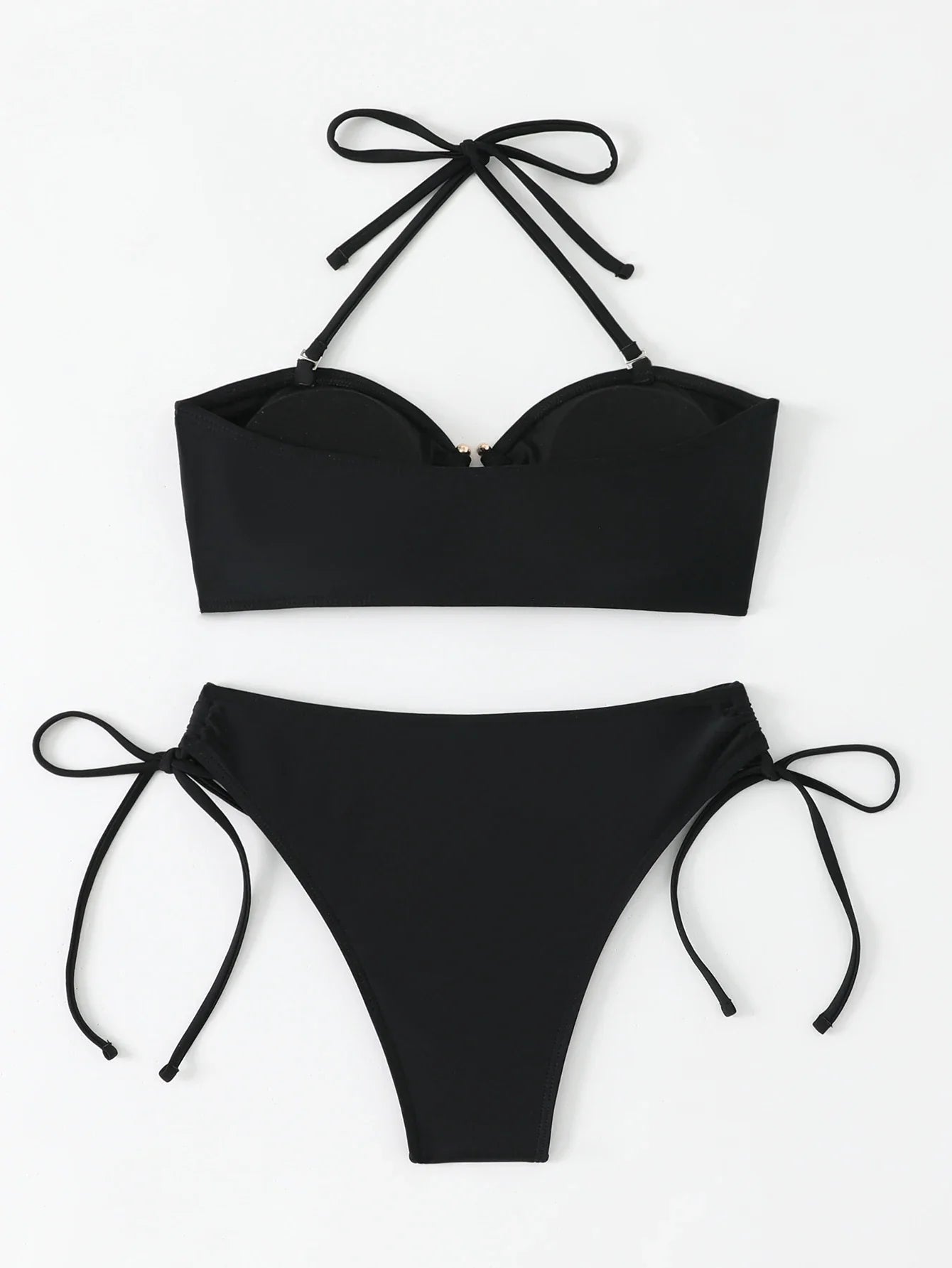 Halter Bandeau Bikinis 2026 Women Sexy Swimsuit Solid Padded High Waist Swimwear Female Bathers Bathing Swimming Swim Suit