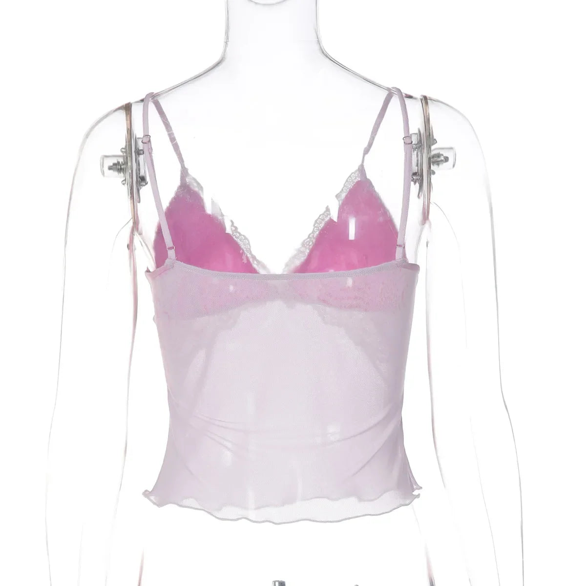 FDYOUI Y2K Pink Camisoles Women Sexy V-neck Lace Patchwork Tank Tops 2026 Summer Backless Sleeveless Corset T-shirt Streetwear
