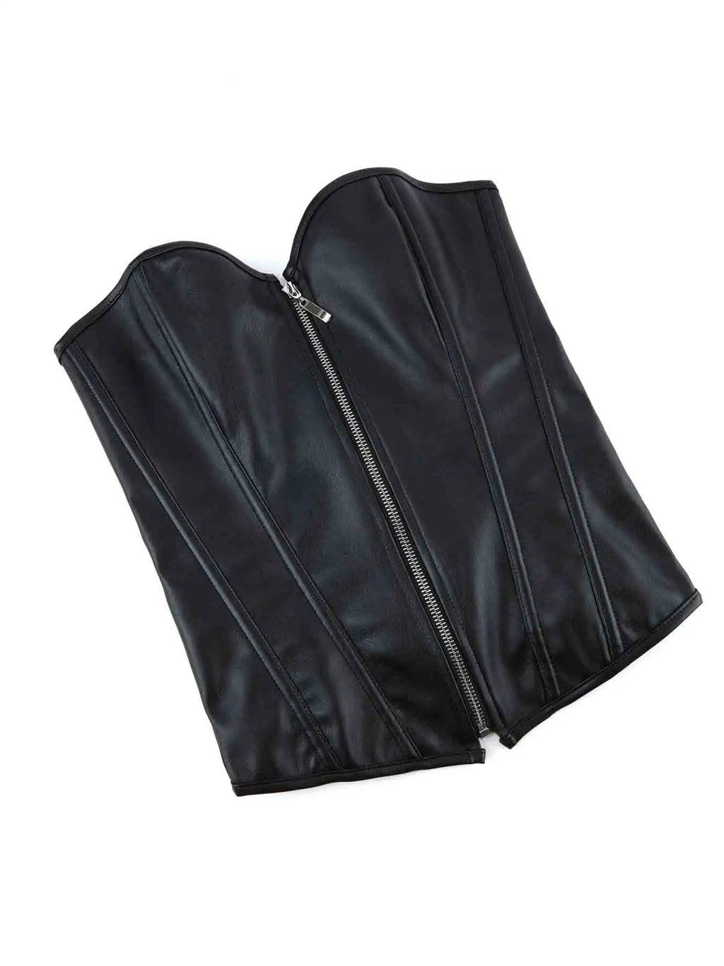 Zipper bone dress sexy chest support abdomen corset European and American court body shaping PU smooth tight bodice