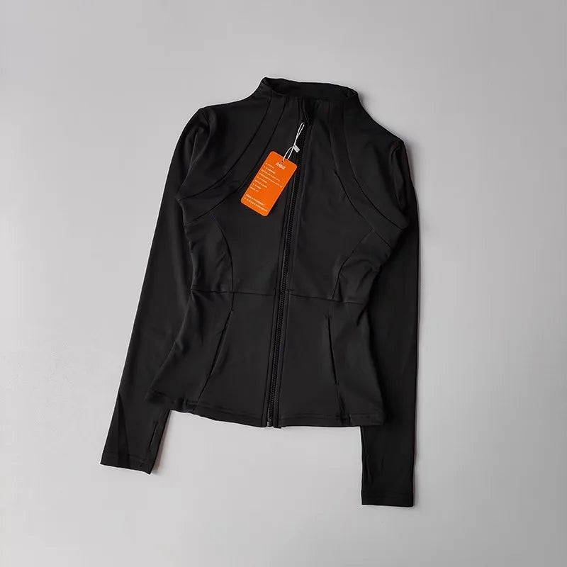 Women's High-End Yoga Suit with Standing Collar Long-Sleeved Sports Jacket for Running And Training Windproof Fitness Jacket