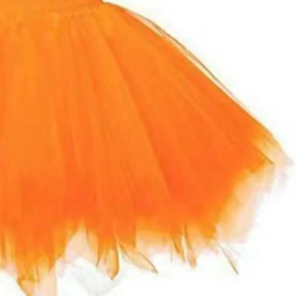 Women Skirt A-line Big Swing Multi-layered Candy Color High Elastic Waist Fluffy Gauze Dancing Performance Short Pleated Skirt