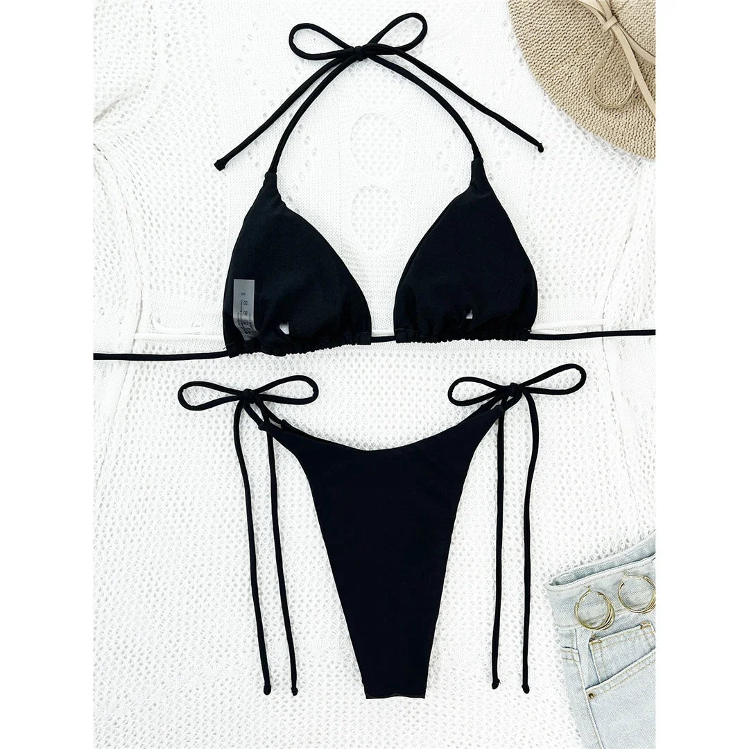 Diamond Rhinestones Halter Strappy Bikini Female Swimsuit Women Swimwear Two-pieces Bikini set Bather Bathing Suit Swim K5351