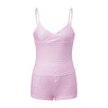 2026 Summer Women Stripe 2 Piece Sets Wrap V-Neck Sleeveless Cami Tops and Shorts Fitness Casual Daily Loungewear