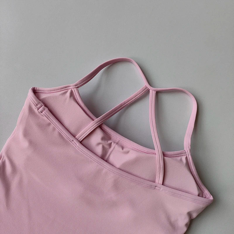 Women's Slim Fit Yoga Fitness Vest Skin Friendly Nude Sports Bra Pilates Top Beautiful Back Design Suspension Yoga Sports Bra
