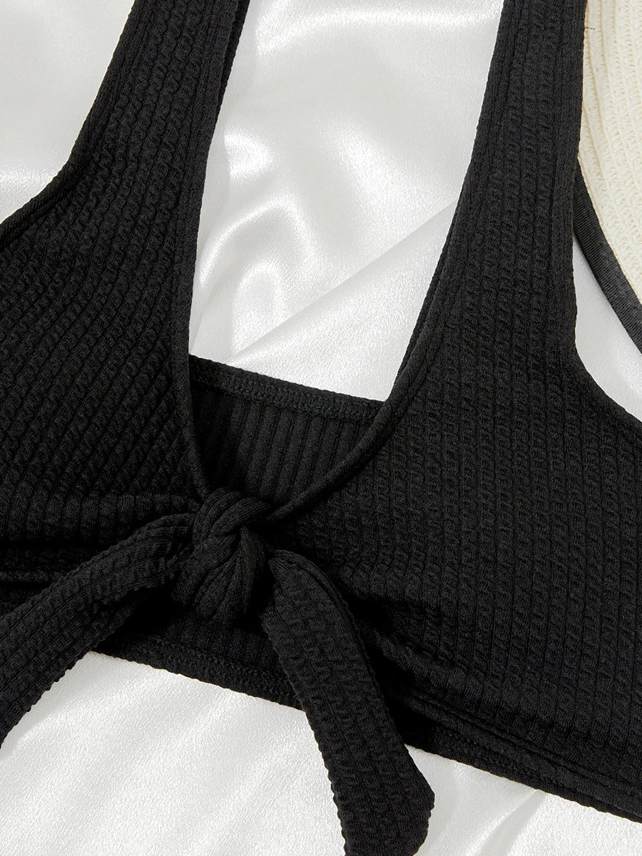 2026 Bowknot Sporty Bikinis Solid Swimwear Female Sexy Swimsuit Women Bathers Bathing Swimming Swim Suit Beachwear