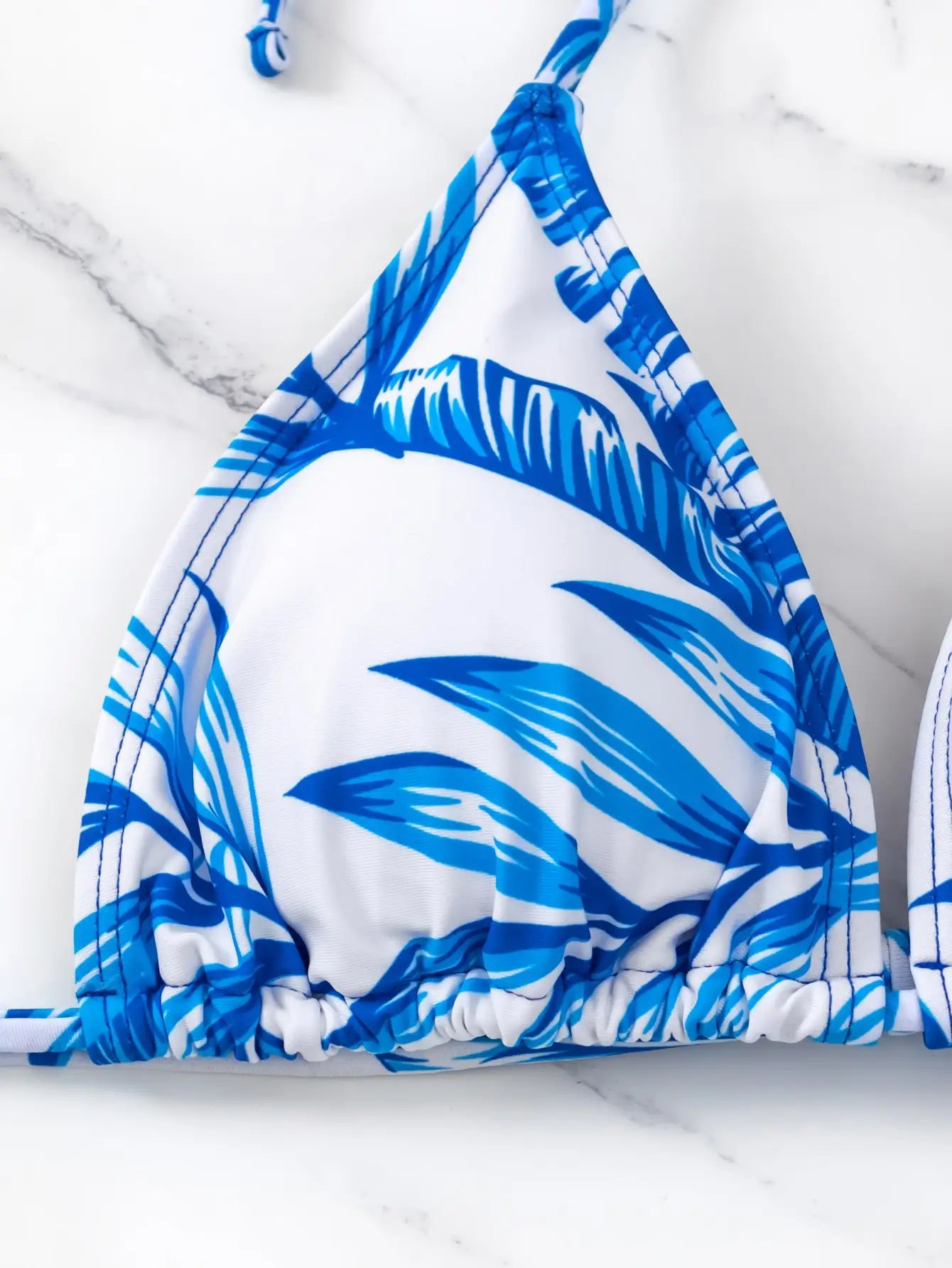 3 Pieces Bikini Tropical Print Swimsuit Halter Drawstring Side Swimwear Women 2026 Bathing Suit Female Swimming Summer Beachwear