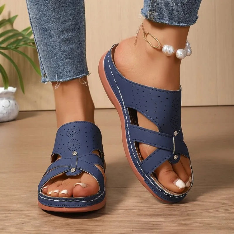 2026 Women Wedge Sandals Premium Orthopedic Open Toe Sandals Vintage Anti-Slip Leather Casual Female Platform Retro Shoes