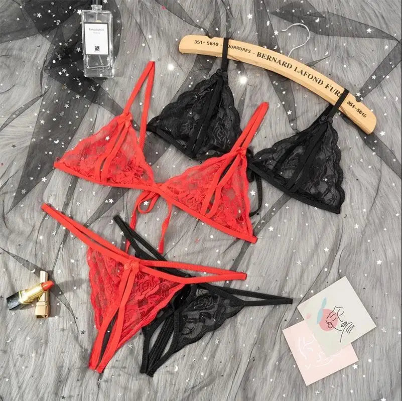 Transparent Sexy Lace Bra Set Exotic Sets Hollow Bra And Panty  Women Prints Intimates Underwear Porn Fancy Sexy Luxury Lingerie