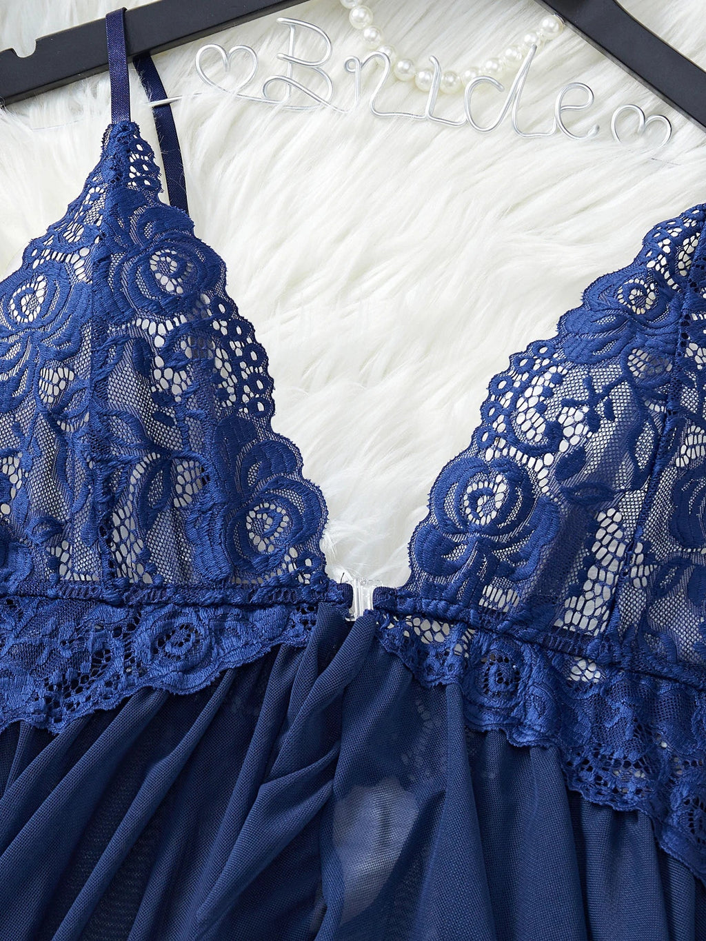Transparent Blue Lingerie Women Underwear Sleepwear Lace Nightdress And Panties Pijamas Set Female Nighty