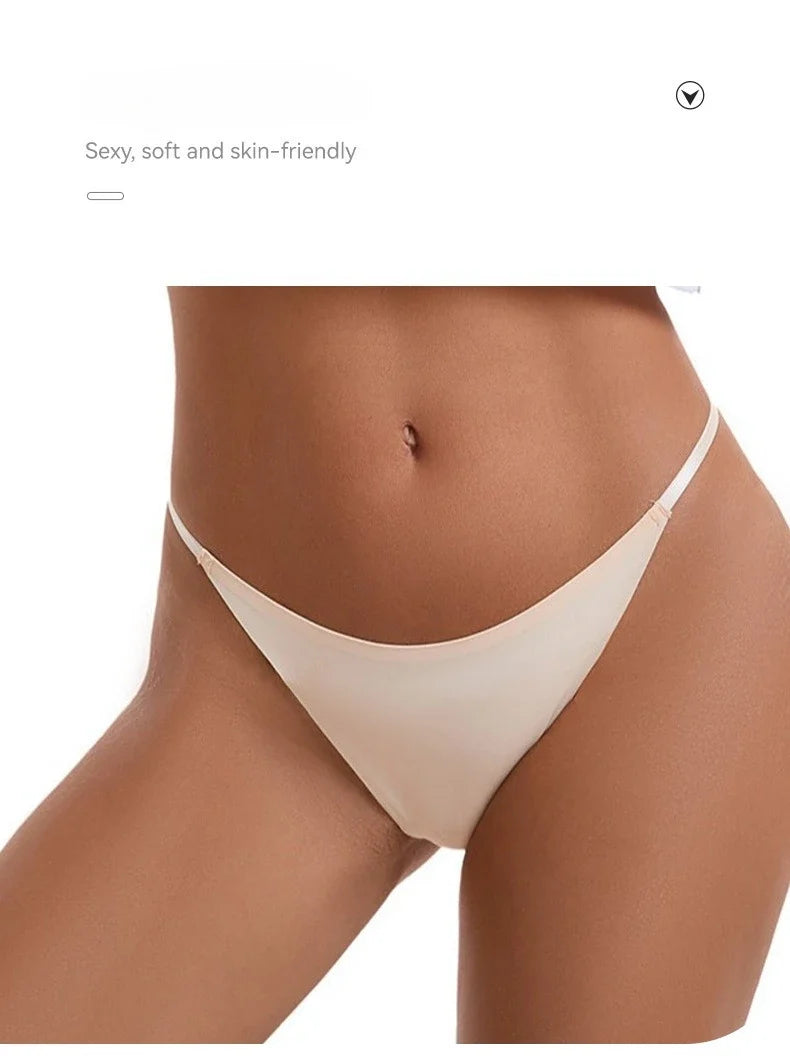 New Sexy Thin Ice Silk Women's Briefs Low Waist Invisible Yoga Fitn Sports Underwear Pure Color Ladies Thong Panties