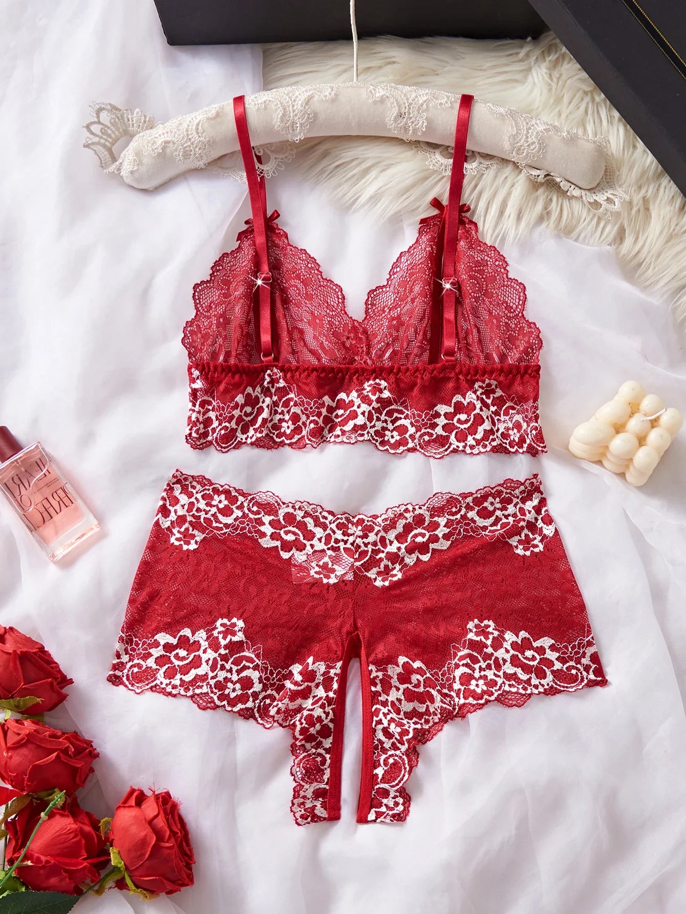 Lace Contrast Color Lingerie Bra And Panties Sets Underwear Set Women Suits