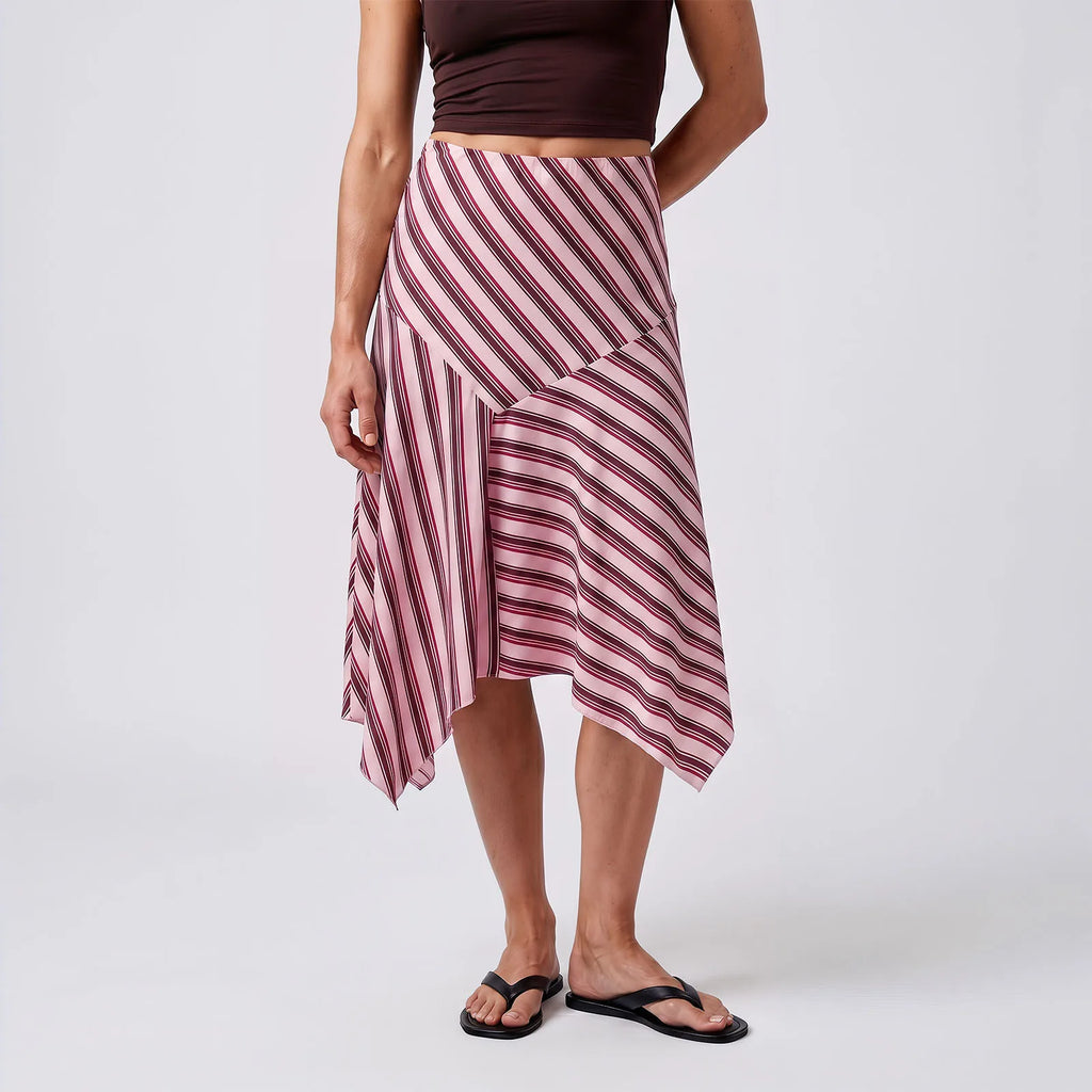Summer Women's Irregular Hem Midi Skirt Stylish Dots Printed Low Rise Looose A Line Skirts Casual Bohemian Long Skirts