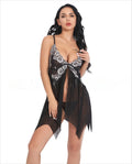 Toucheart Sexy Lingerie Set Women's Lace Nightgown Mesh See-through Suspender Dress Lace Patchwork Sexy Ultra Thin Pajama Set