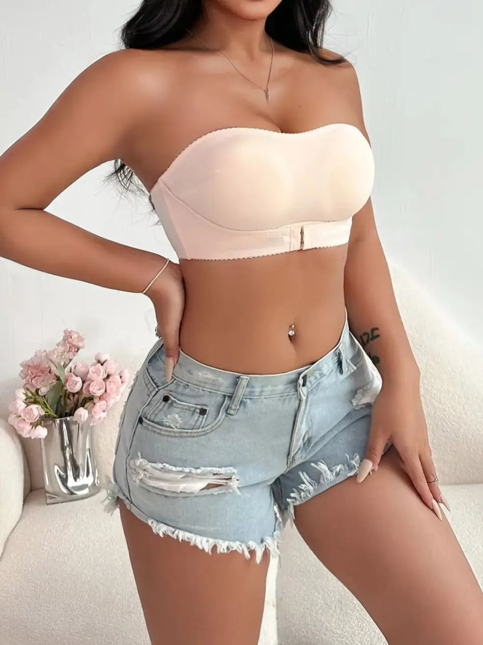 Strapless Women Lingerie Front Buckle Anti Slip Gathering Invisible Strapless Back Lingerie Wrap Bra Lingerie MR2710