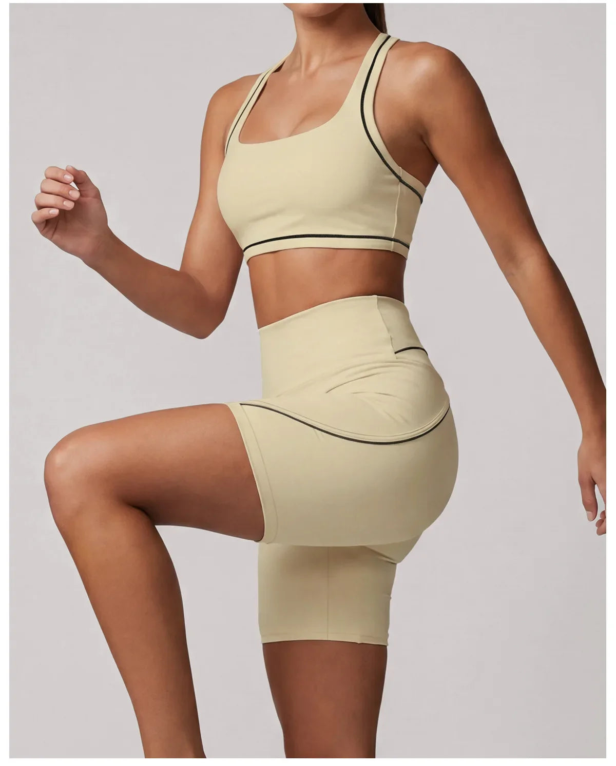 Color Blocking Yoga Sets Women's Tracksuit Hanging Neck Shockproof Sports Vest Hip Lifting Shorts Gym Running Fitness Suits
