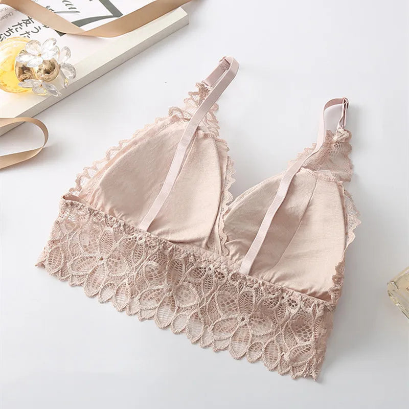 Lace Bralette Deep V-neck Bras For Women Push Up Bra Female Comfort Underwear Sexy Lingerie Padded Brassiere