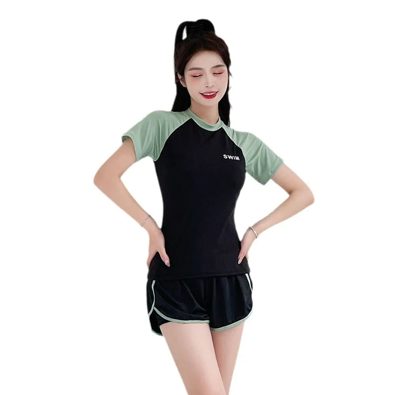 Swimsuit Women's Plus Size Two-piece Split Style Sports Style Conservative Slimming Hot Spring Ins Style Full Body Professional