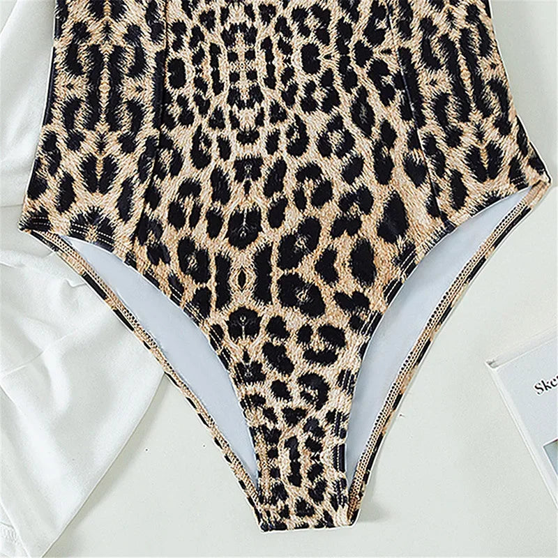 Leopard Underwired Bra Cup One Piece Swimsuit Women Swimwear Female High Cut Leg Monokini Push Up Bathing Suit Swim Bodysuit
