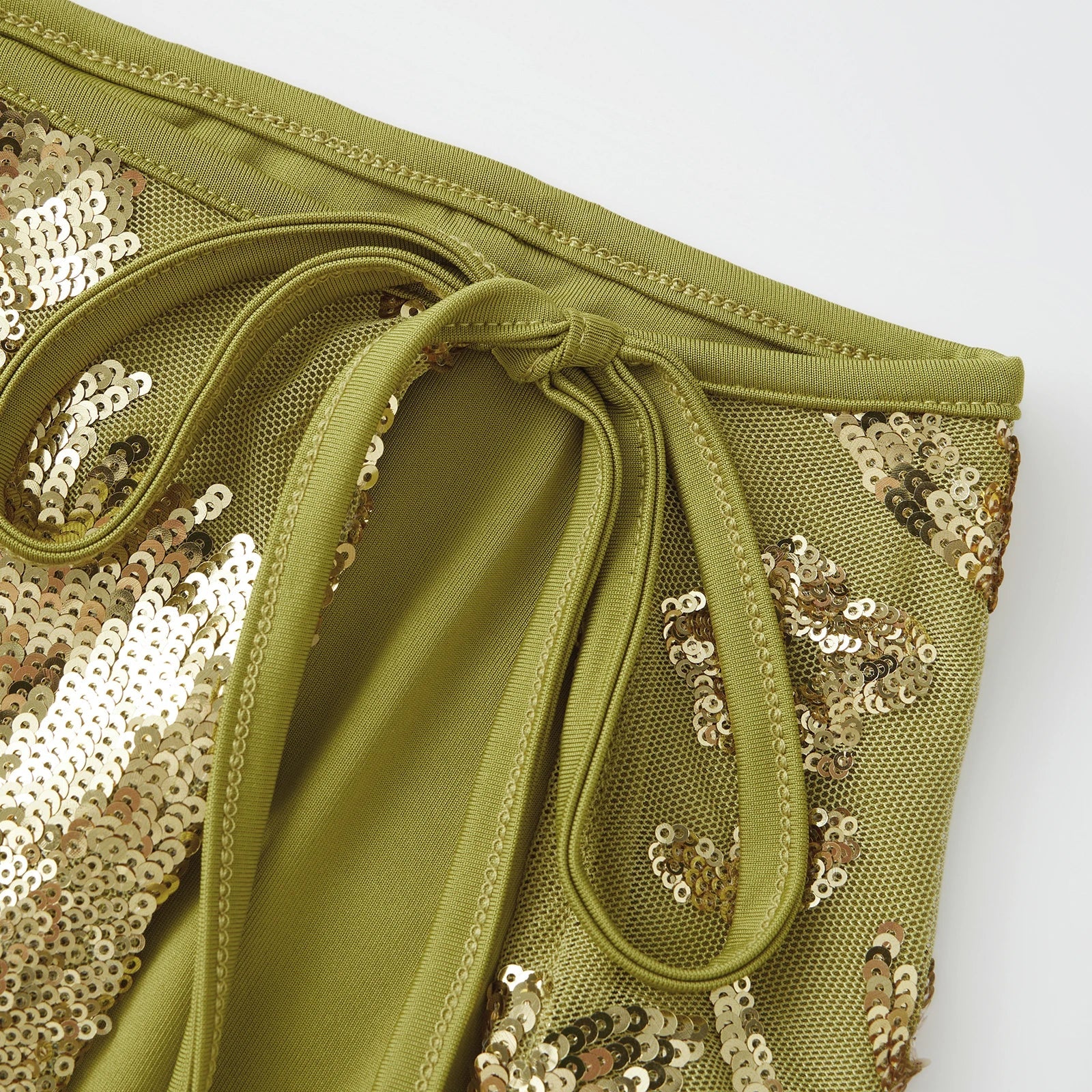 Women Sparkly Sequin Mini Skirts Side Tie-up Split Skirt Trendy Summer Low Rise Streetwear