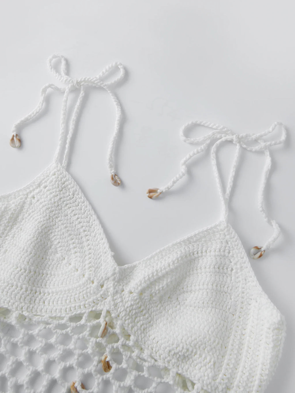 Women Sleeveless Tie Shoulder Strap Asymmetric Hem Camisole Solid Color Crochet Cami Tops Summer Crop Tops