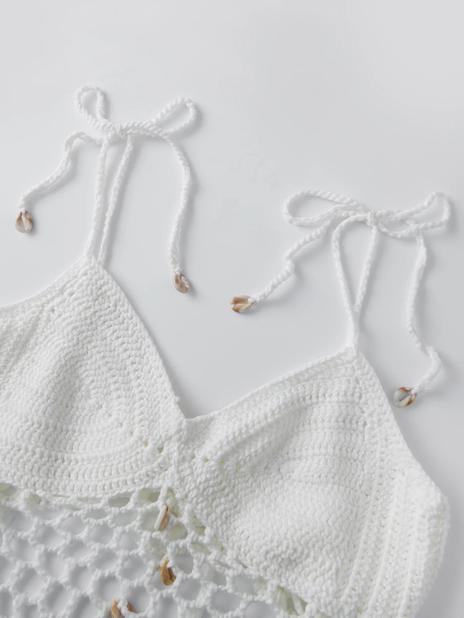 Women Sleeveless Tie Shoulder Strap Asymmetric Hem Camisole Solid Color Crochet Cami Tops Summer Crop Tops