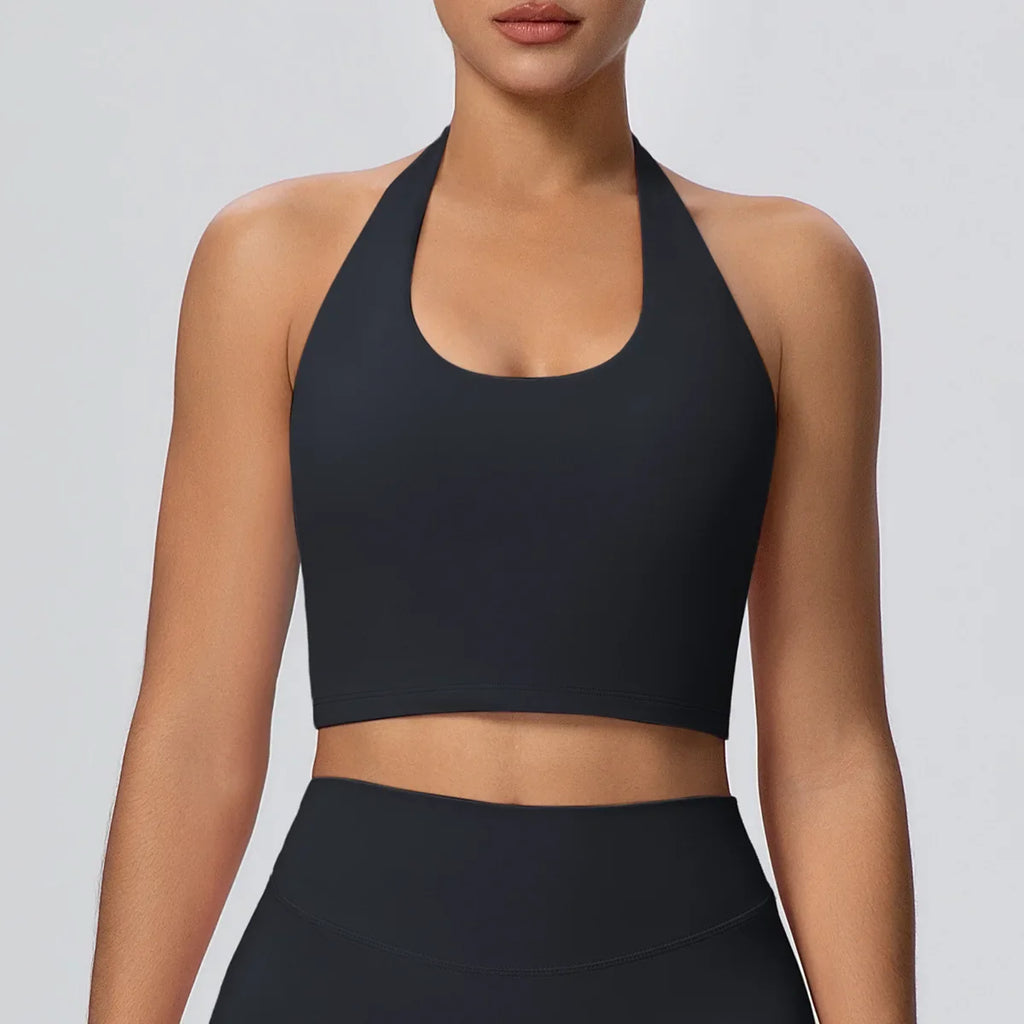 Sexy Gym Women's Sports Bra Breathable Hanging Neck Backless Sports Bra Women's Comfortable Exercise Pilates Training Yoga Top