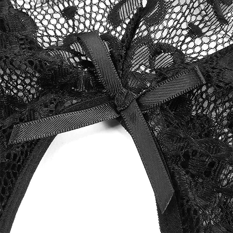Women Sexy Lace Teddy Lingerie Deep V Mesh Sheer Bodysuit Backless Crotchless One Piece Babydoll Nightwear