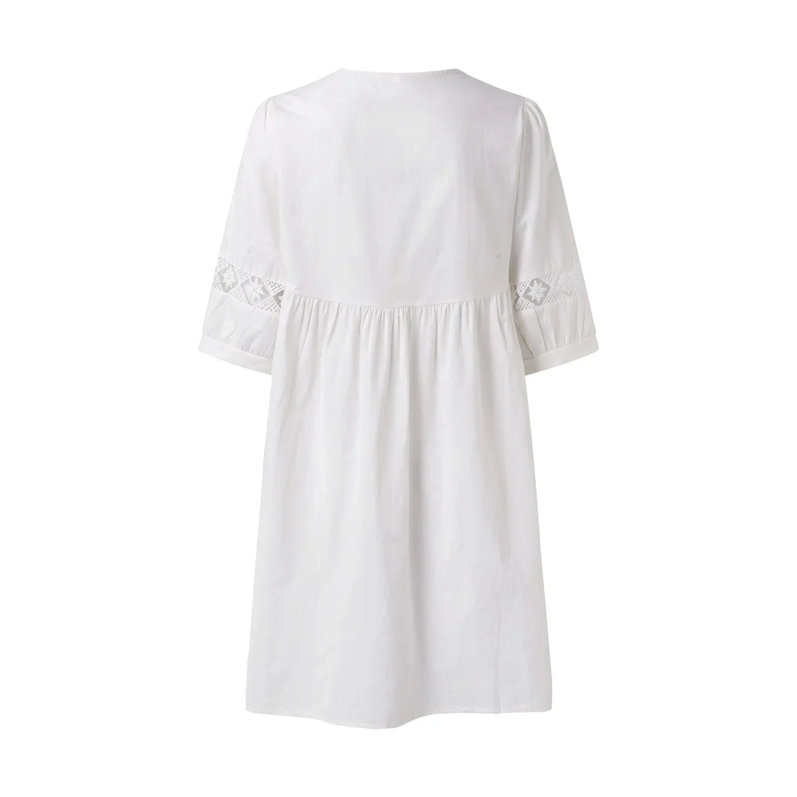 Boho Dress For Women Casual Summer Lace Dresses V Neck Short Sleeve Beach Sundress Swing Vestidos Fashion Slim Lace Plus Size