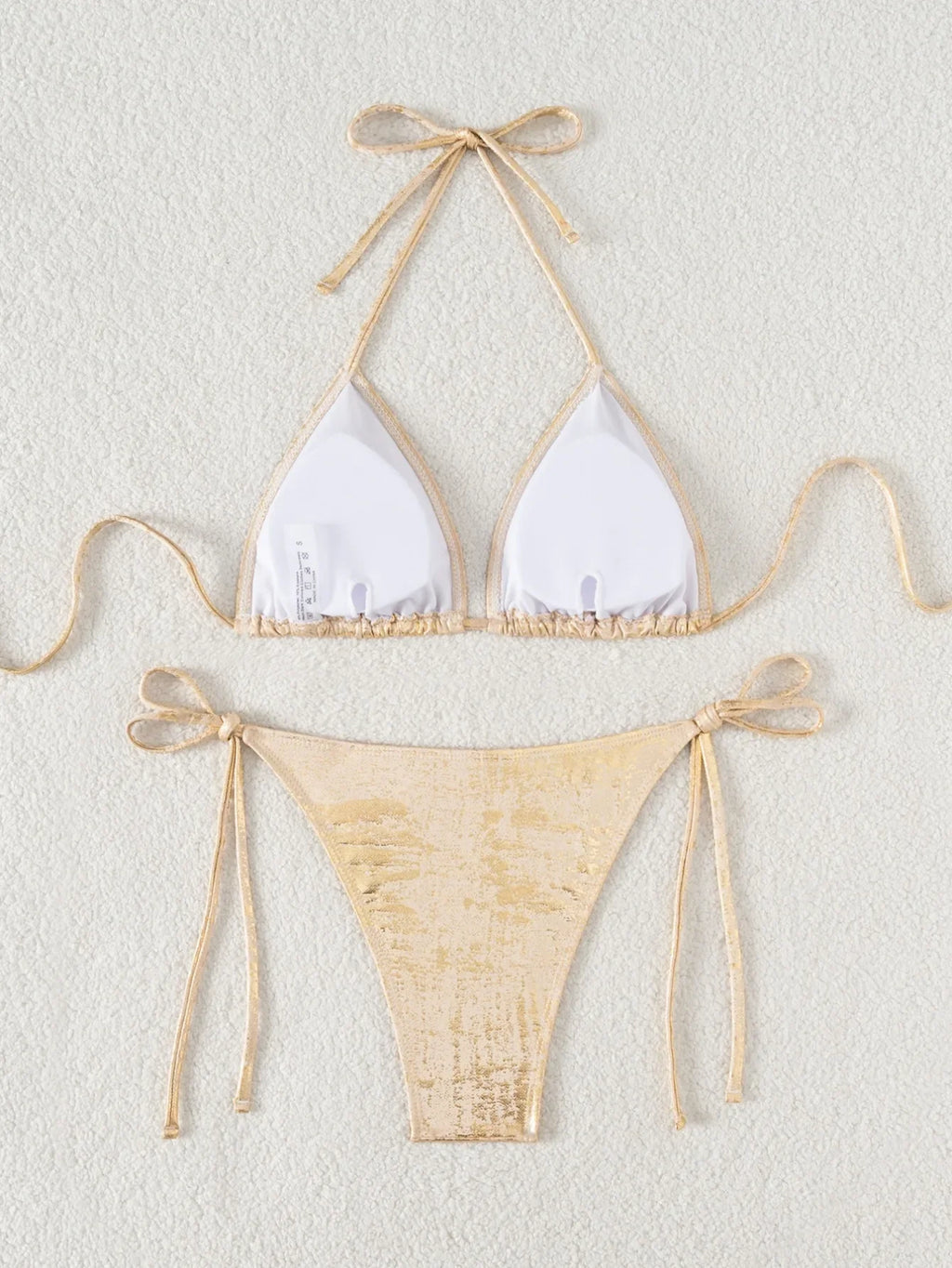 DEKA Sexy Gold Halter Bikinis Sets Lace-Up Triangle Tie Side Bikini Swimsuit Women Swimwear Brazilian Female Bathing Suits