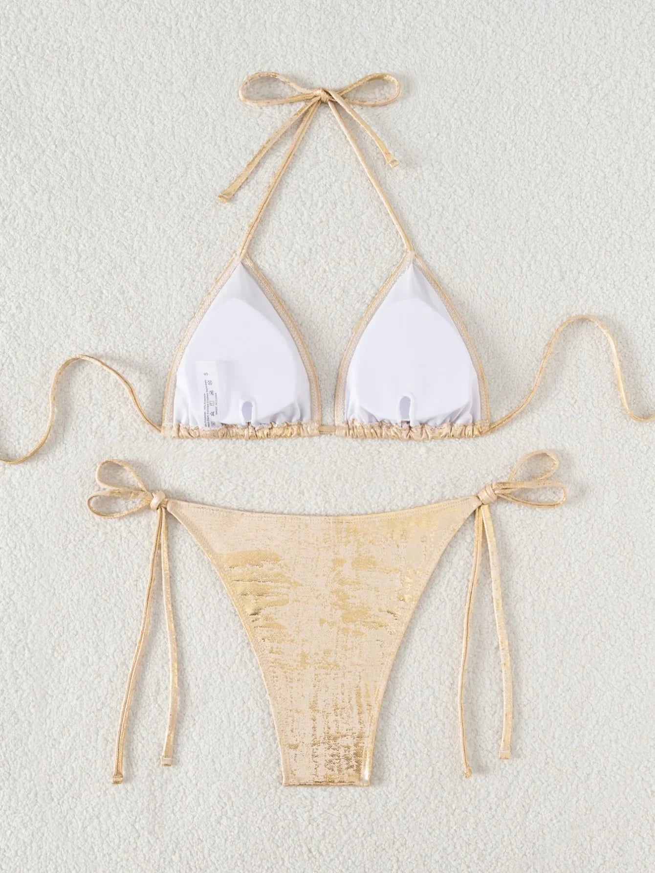 DEKA Sexy Gold Halter Bikinis Sets Lace-Up Triangle Tie Side Bikini Swimsuit Women Swimwear Brazilian Female Bathing Suits