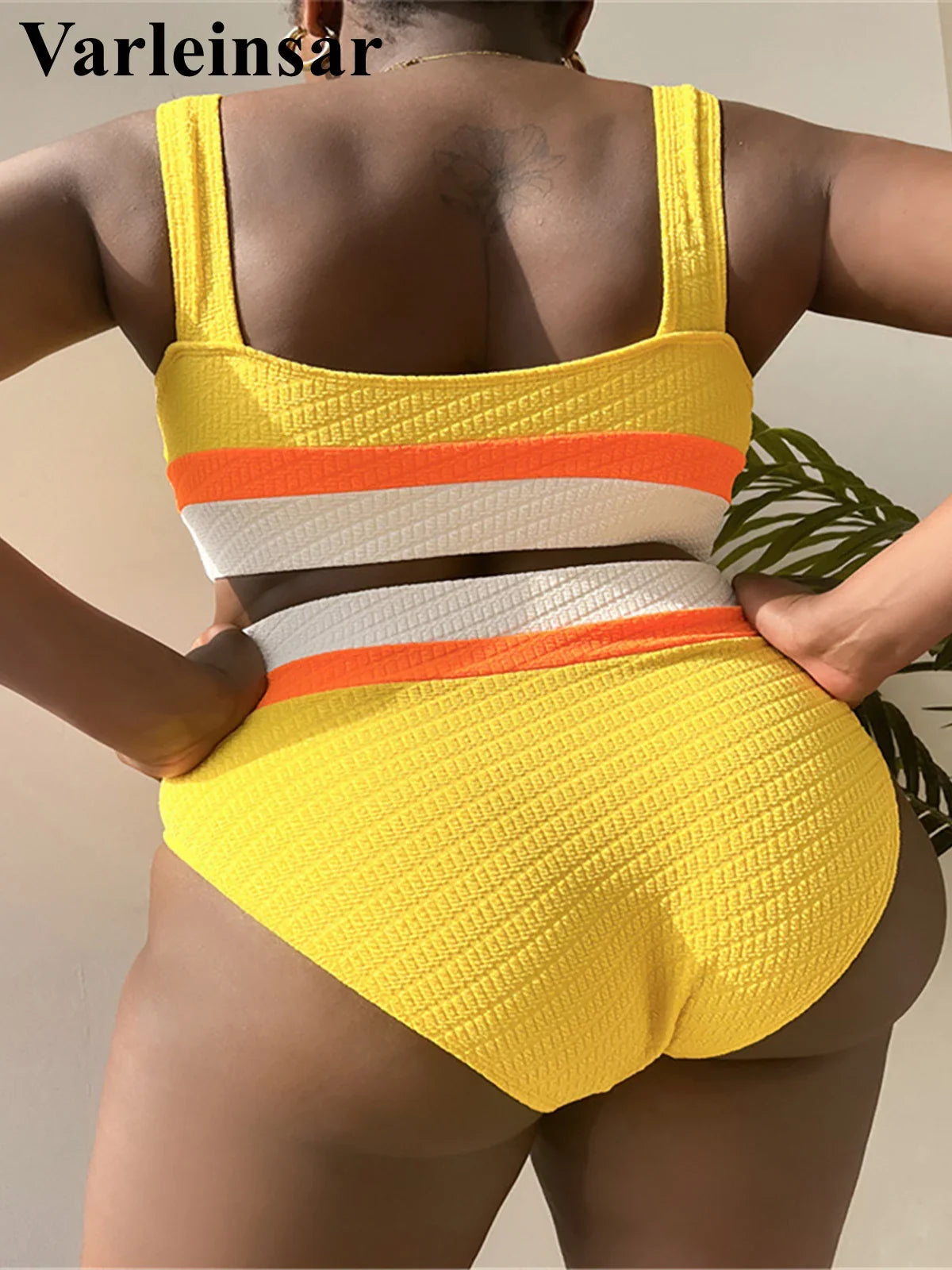 0XL - 4XL Splicing Bikini Large Size Swimwear Plus Size Women Swimsuit Female Two-Pieces Bikini Set Bather Bathing Suit V4755Y