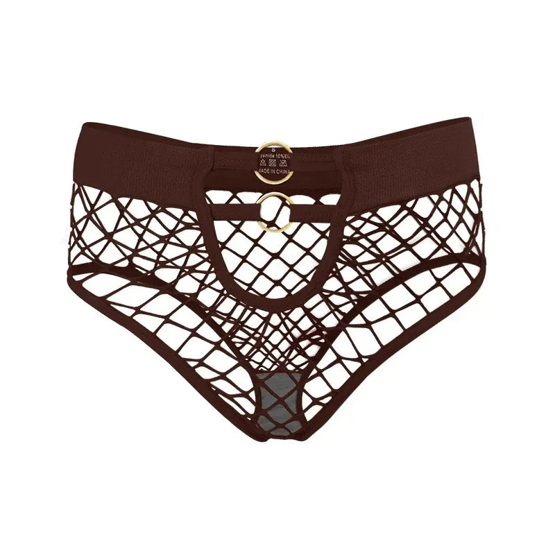 2pcs Sexy Women's Panties Briefs  Elasticity Underwear Mid Waist Fishnet Lingerie Ladies Hollow Out Transparent Underpants