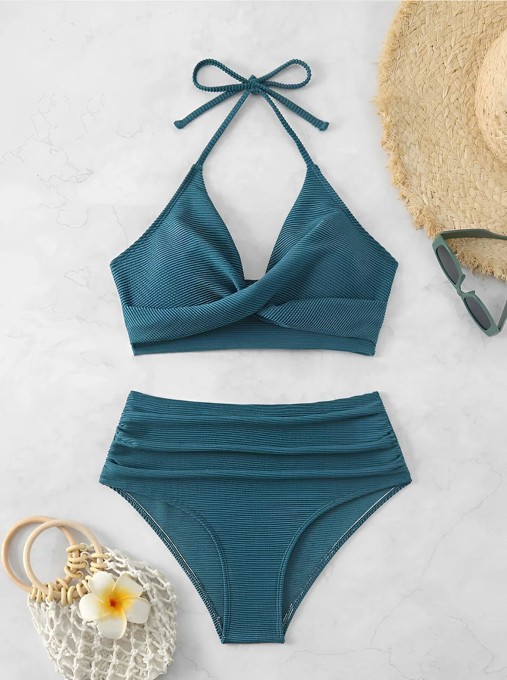 Sexy High Waist Bikini 2026 Women Halter Swimwear Female Swimsuit Solid Bathers Swimming Bathing Swim Suit Summer Beachwear