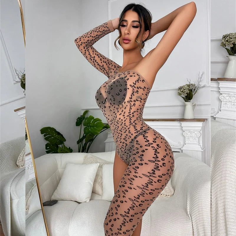 New Women's Single Leg Socks Leopard Print Tights Plus Size Body Stockings Sexy Ladies Lingerie Fashion Hot Costume Underwear