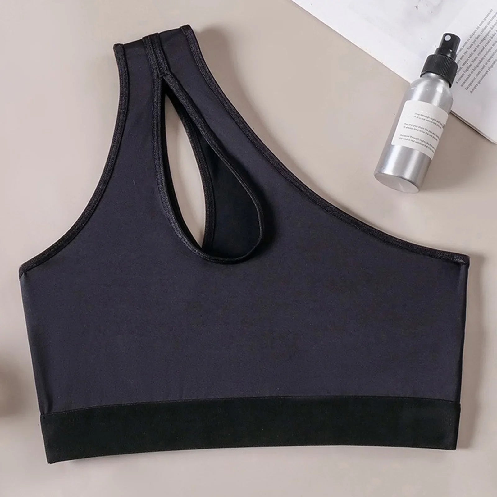 Women Sports Bra Asymmetric One Shoulder Hollow Out Design Yoga Bralette Seamless Breathable Workout Underwear For Gym Running
