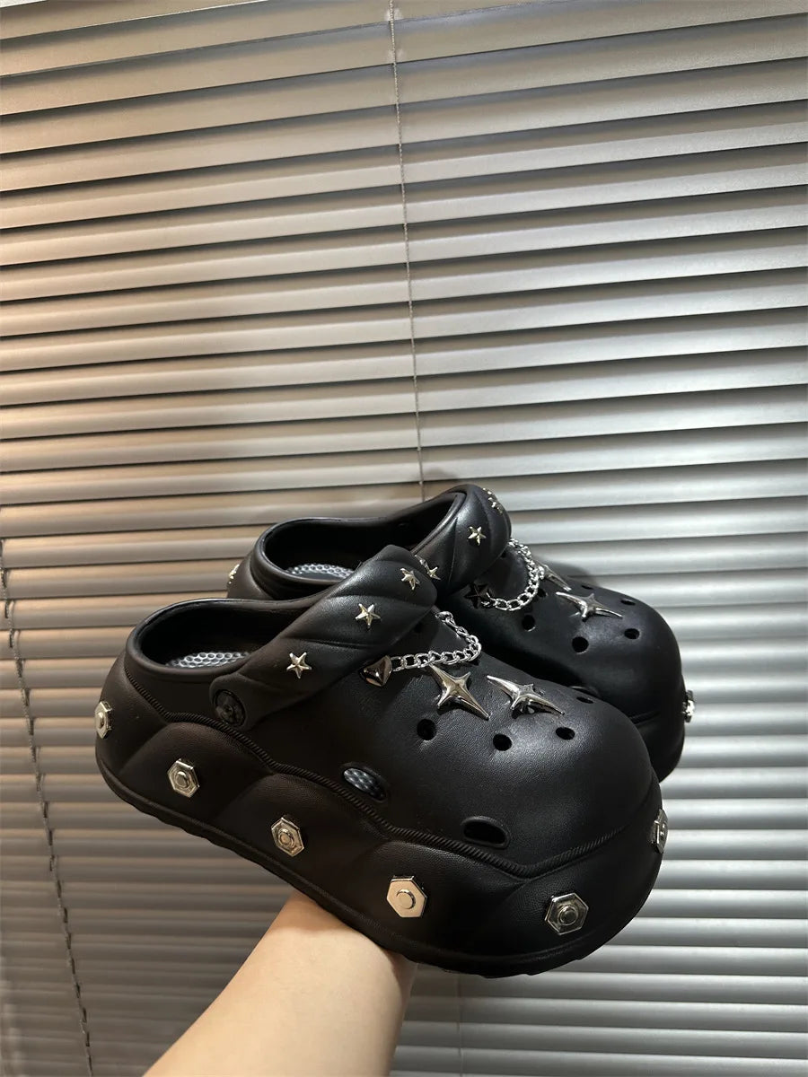 Women Indoor Street Slippers Summer Platform Shoes Cute DIY Bow Knot Girls Fashion Clogs Thick Sole Female Leisure Sandals