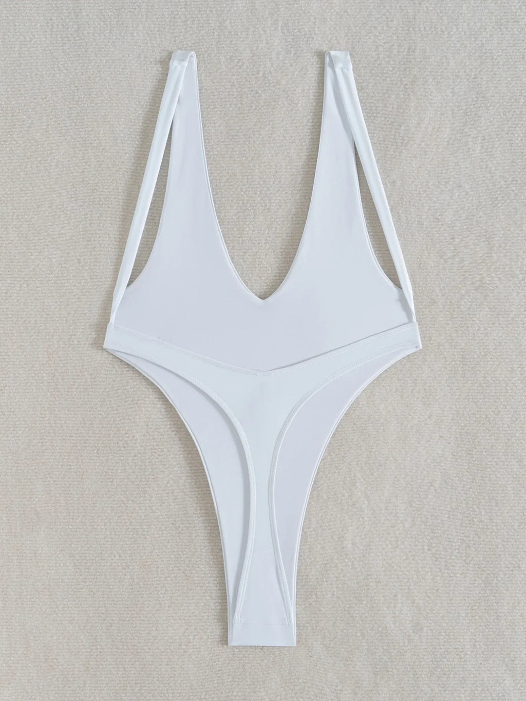 DEKA WomenSolid Deep V Neck One Piece Swimsuit Women Hollow Out White Swimwear Beach Bandage Bathing Suit Monokini