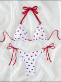 Sexy Women Cute Strawberry Print Halter String Micro Bikini Sets Two Pieces Swimsuit Swimwear Bathing Suit Beach Outfits Biquini