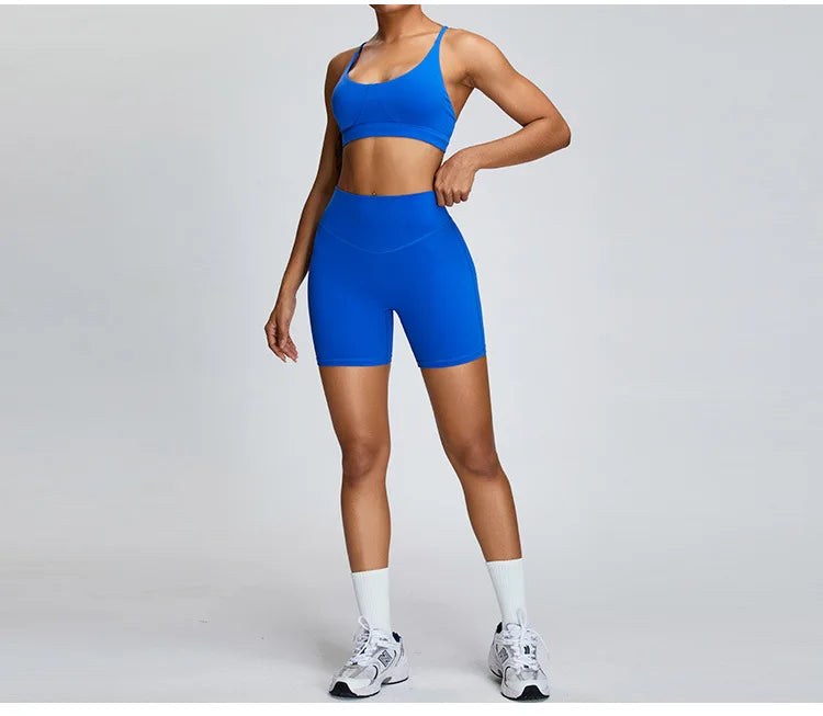 Solid Color Cross Back Women Fitness Underwear Sports Bra Running Top Gym Yoga Athletic Tight Workout Jog Soft With Backless Bra