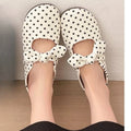 Spring/Summer Women Soft Sole Flats Sandals polka dot Round Toe Elegant Butterfly-knot Shoes