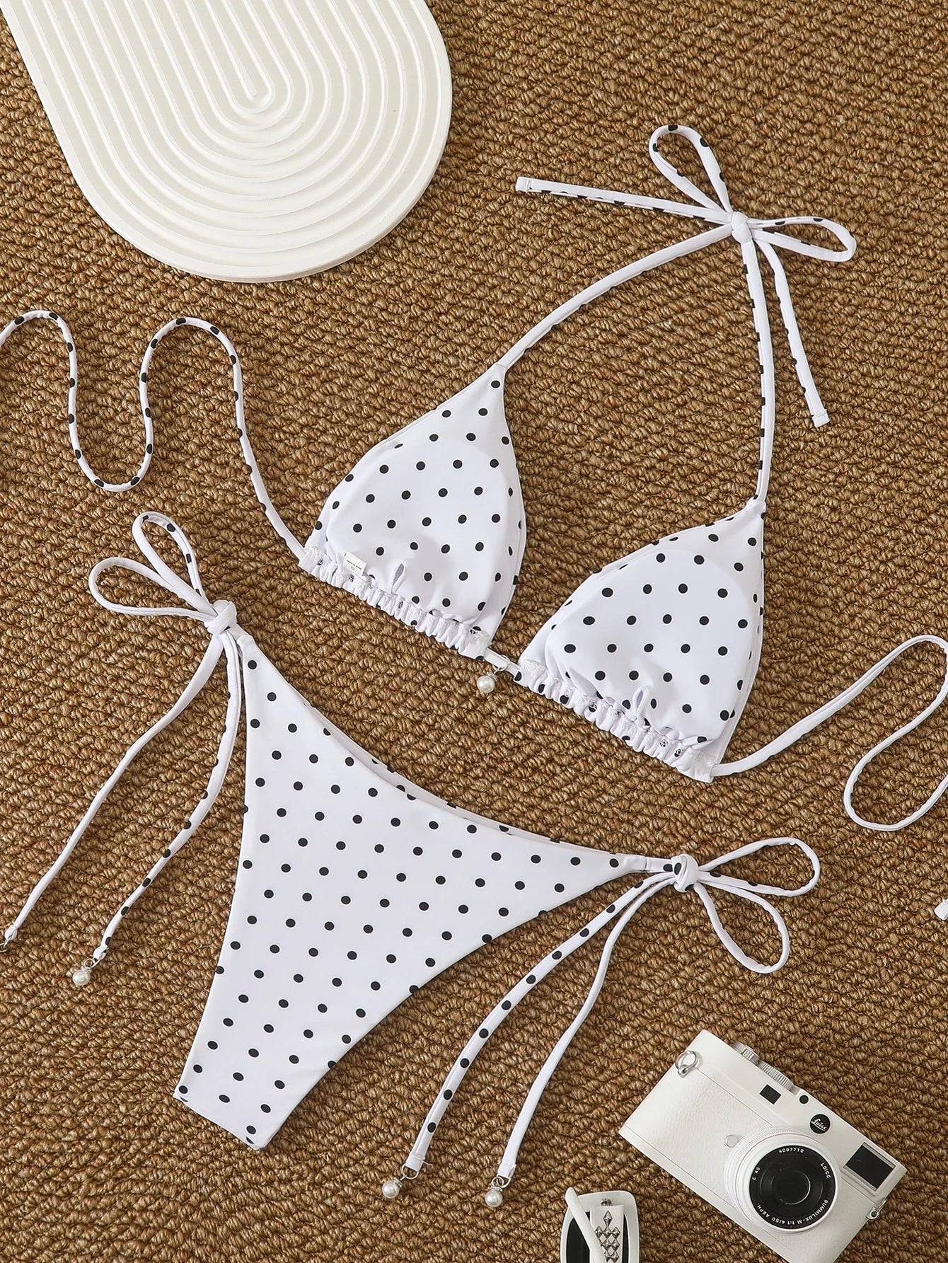 Triangle Halter Thong Bikinis 2026 Women Sexy Swimsuit Dot String Swimwear Female Bathers Bathing Swimming Swim Suit Beachwear