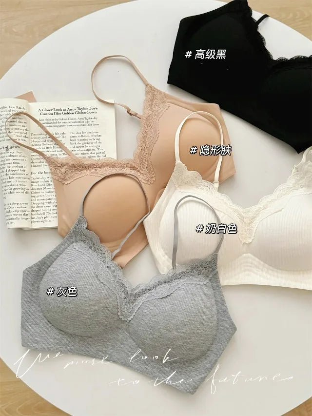 Wirefree Bra for Small Boobs Push Up Padded Strappy Summer Bralette Seamless Comfort Daily Wear Lightweight Thin Straps Lingerie