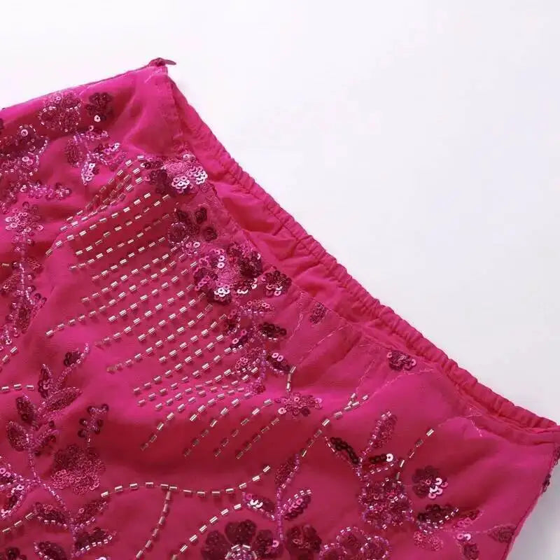 Sexy Beading Sequined Long Skirt Women Solid Low Waist Slim Straight Skirts Female Summer Lady Chic Beach Vacation Clothes JO6M