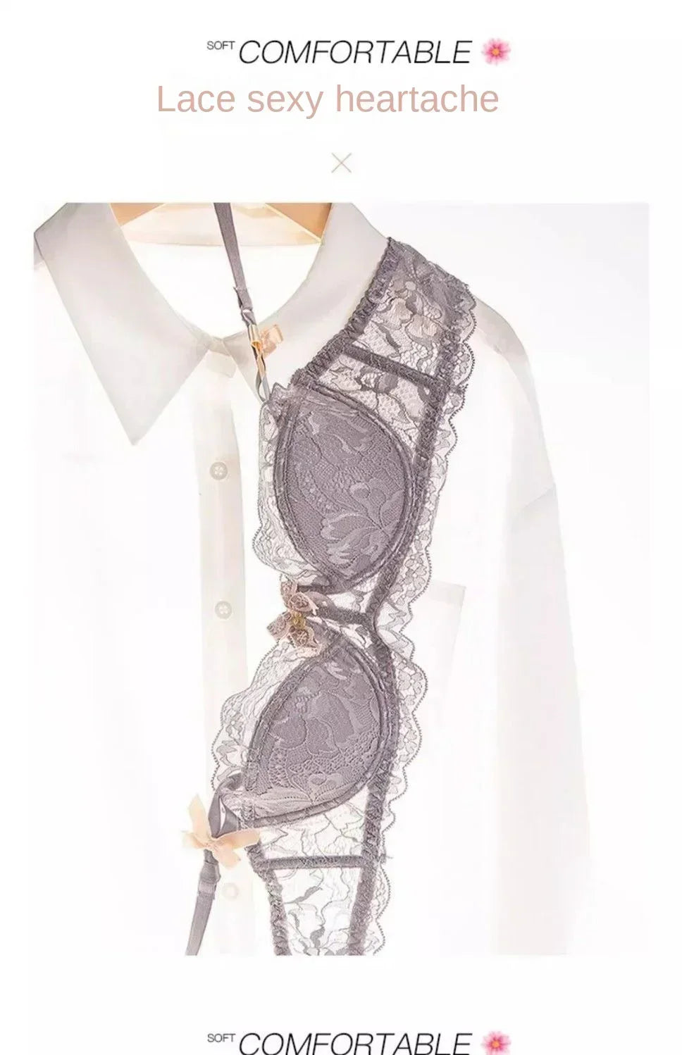 MOYISU French Romance Breathable and Comfortable Breathable Sexy Lace Not Empty Cup Bra Set Pure Desire Girl Super Beautiful