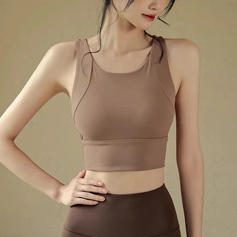 Women's Professional Shock-Absorbing Yoga Sports Vest One-Piece Gathering Sports Bra Running Collection with Breast Support