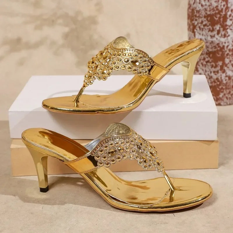 Sandals and Slippers with  Flip Flops Home Casual Women's Block Heel Heightening Versatile Slippers