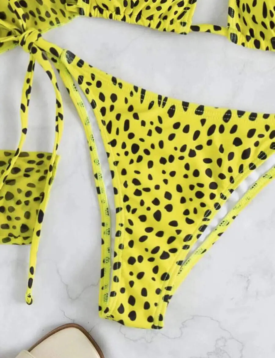 Leopard Halter Triangle Bikini 2026 Women & Tops Swimwear Female String Swimsuit Beachwear Bathing Swimming Swim Suit Beachwear