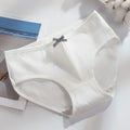 5Pcs Women Underwear Made Of Pure Cotton, Breathable Mid Waist, Pure Color, Thin Breathable Bow Underwear For Girls